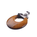 Oeil de tigre de naturel élégant Collier pendentif rond grande taille